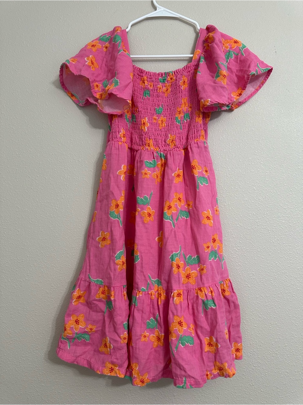 Old Navy Pink Floral Flutter-Sleeve Sundress